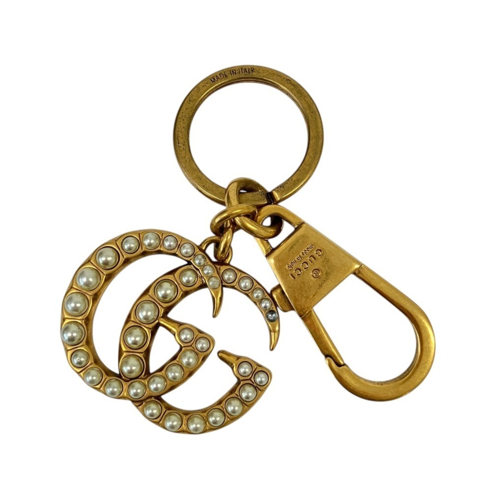 GUCCI GG Marmont Pearl Keychain Keyring Accessory Bag Charm Gold Color Men's ...